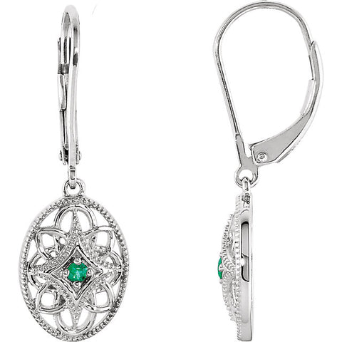 14K Rose Natural Emerald Two-Stone Earrings