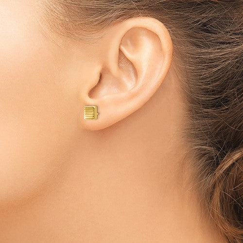 14K Gold Textured Square Post Earrings