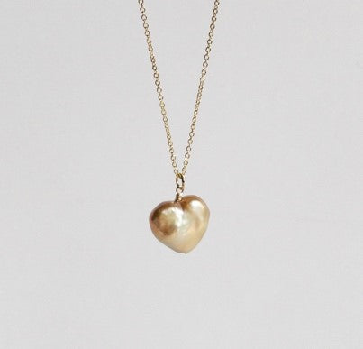 Twin Necklace with Biwa Pearl and Baroque Pearl, and Gold Filled Chain