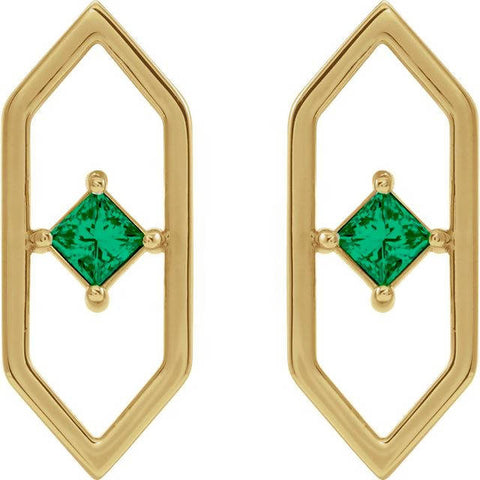 14k Gold Turquoise and Diamond Post Earrings
