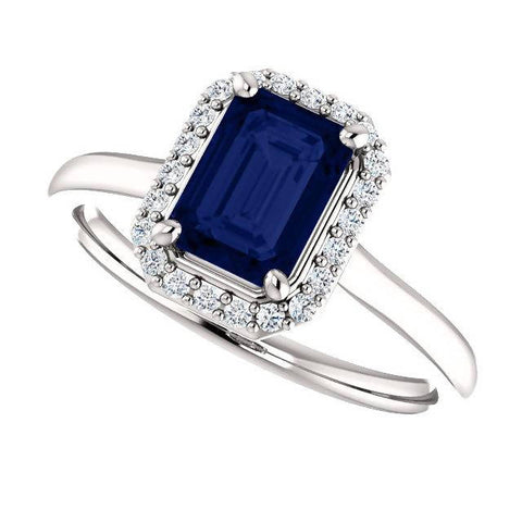 Three-stone Yellow Gold Australian Sapphire with Accent Baguette Diamond Engagement Ring