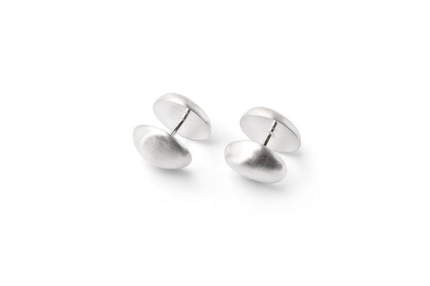 Sterling Silver Round Concave Cuff Links