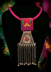 Magenta Afghani Kuchi Ornament Necklace