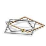 Mixed Metal Square Bracelet with Peridot in 18k Gold Bezel