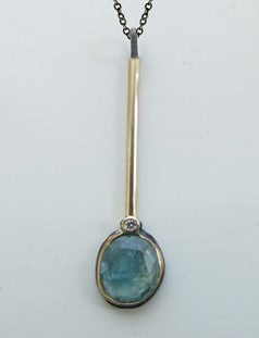 18k Gold Rose Cut Garnet Sterling Silver Necklace