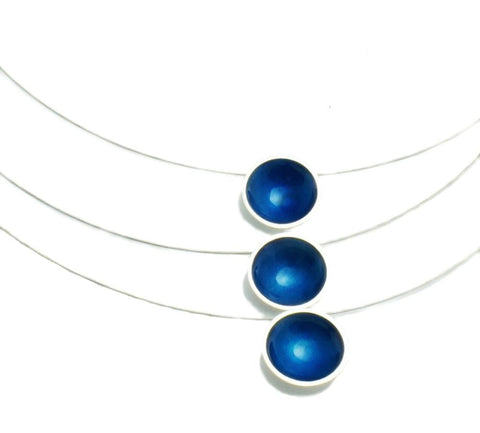 Multi Strand Turquoise Enamel 12 Strands Disc Necklace