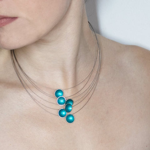 Six Strand Small Disc Enamel Necklace