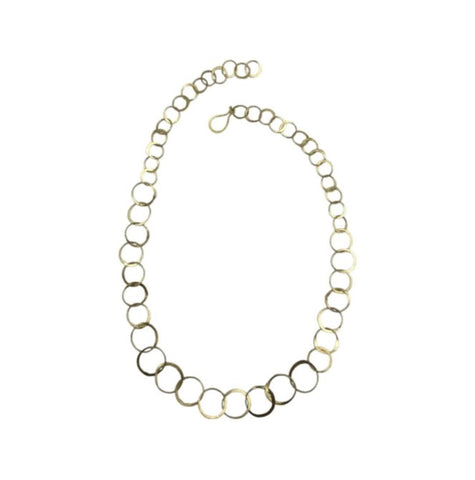 18k Yellow Gold Oval Link and Sterling Silver Chain Necklace