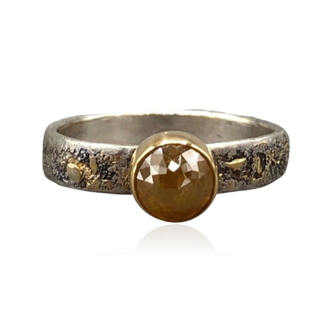 Textured Diamond Ring in 14k Gold