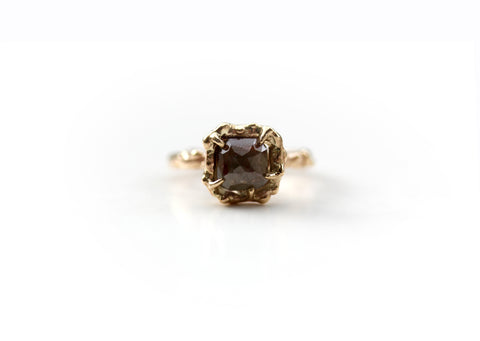 18k Yellow Gold Sapphire Diamond Engagement Ring