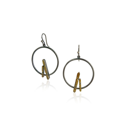 bell gum nut earrings- sterling silver and 18ct gold