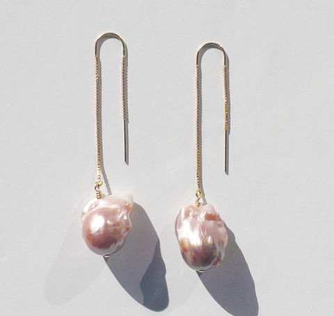 Teardrop Earrings with White Freshwater Pearls