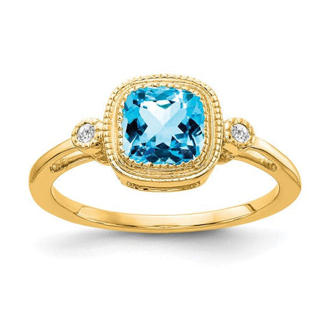 Silver spiral wiggly ring with blue topaz & 18K gold detail