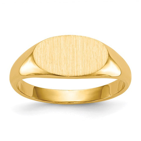 14k 10.5x11 mm Closed Back Round Top Signet Ring