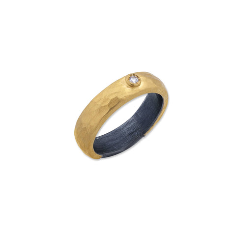 24k Gold & Oxidized Sterling Silver Flat Style "Fusion" Band