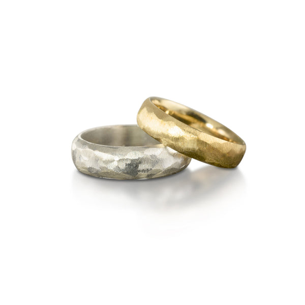 4mm Gold Band Hammered / FLAT / COMFORT FIT / 10k 14k 18k Wedding Band for  Men, Women / Yellow Gold, White Gold, Rose Gold Ring 