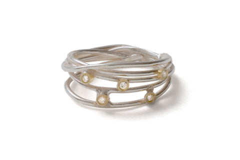 18k Gold and Silver Wrap Ring 12mm wide