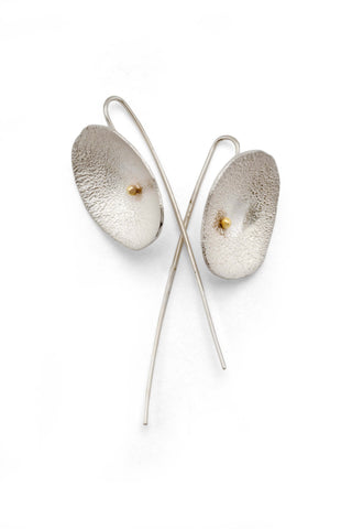 Oxidized Silver and Gold Wrap Earrings with Diamonds