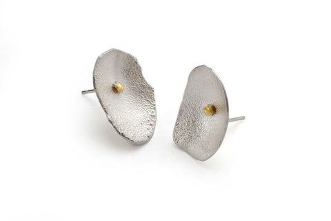 18kt Gold Petal Studs with Champagne Diamonds