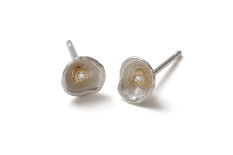Erosion Posts Earrings with Recycled Diamonds in Bright Finish
