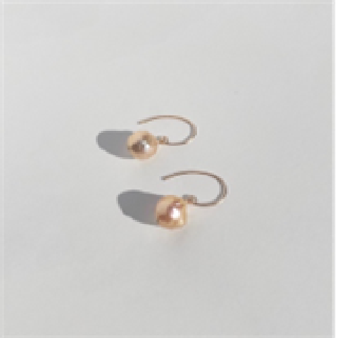 Ball Earrings with Large Metallic Baroque Pearls and Silver Wires