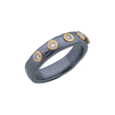 24k Gold & Oxidized Sterling Silver Flat Style "Fusion" Band