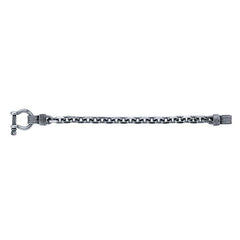 Sterling Silver Oxidized 8.7mm Beveled Cable Chain Bracelet with Nautical-style Clasp