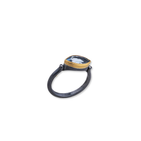 14K Gold 3mm Round Garnet-Set Ring