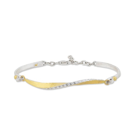 Geometry Bangle - 24K Gold Bezels with Diamonds