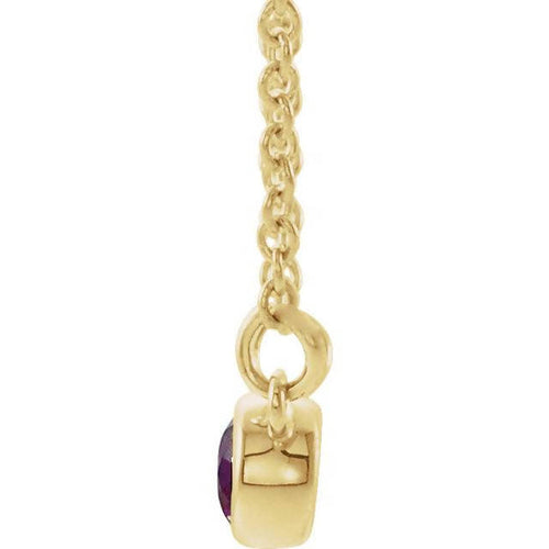 14k Gold 3 MM Amethyst and 0.02 CTW Diamond Necklace