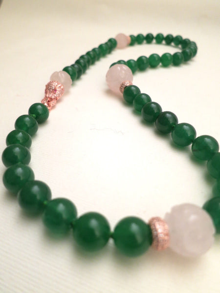 thumbnail image 2 of Green Jade Pendant Necklace With Fuchsia CZ Pave Clasp – White Gold Plated 2 of 3