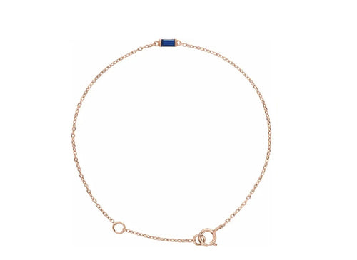 14K Gold Natural Blue Sapphire Baguette Bracelet