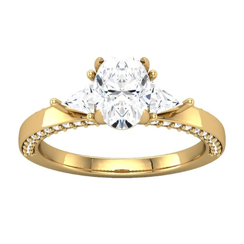 14k yellow gold Wide Wavy Engagement Ring custom set with heirloom diamond
