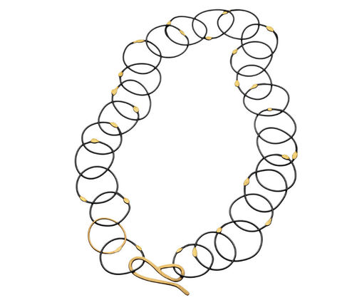 18k Gold Link Bracelet Hand-forged 7"