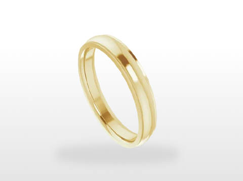 14K Gold Curved Form-Fitting 2.25 mm Wide Wedding Band For Round Solitaire Engagement ring