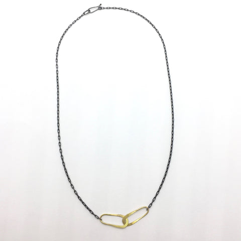 Medium Textured Oval Silver Link Chain 24" Handmade