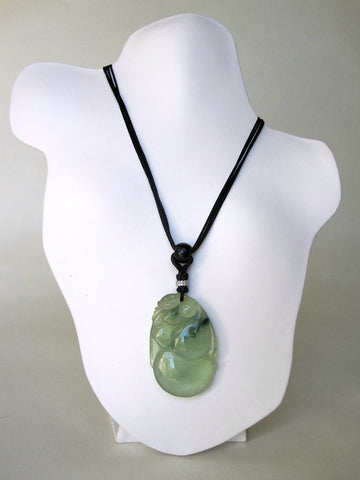 Natural Brown Dragon Hook Jade  Pendant and Black Silk Chain & Knots Necklace