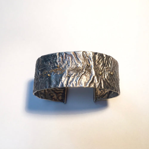 Reticulated Silver Forged Cuff with 18k gold accent