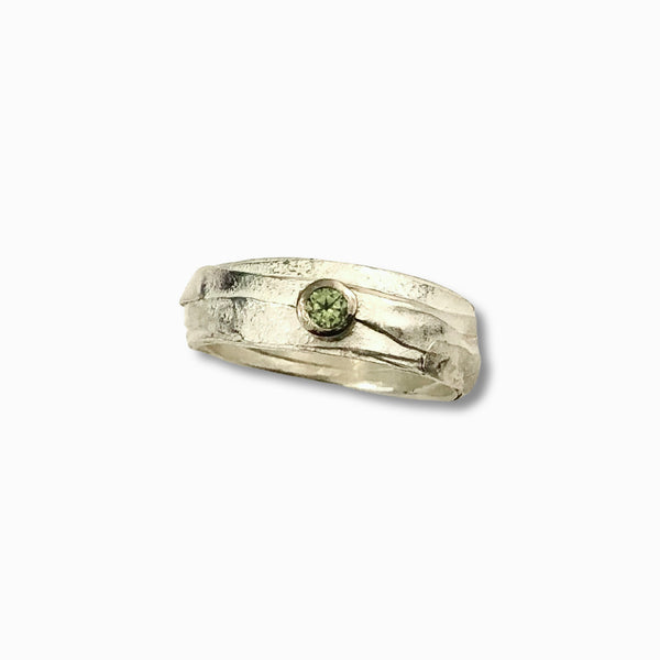 Sterling Silver Wrap Ring with 3mm Round Peridot in 18k Gold