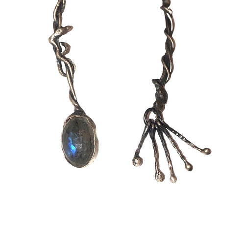 Roots with Labradorite on Post Earrings