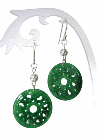 Baroque Pearl and Green Jade Earrings