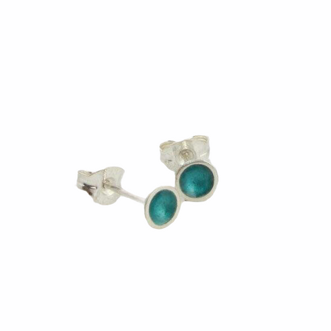 14k Gold Bezel Set Oval Turquoise Post Earrings