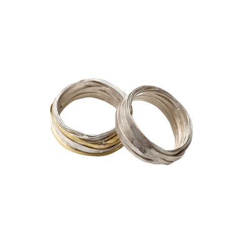 18k Gold and Silver Wrap Ring 12mm wide