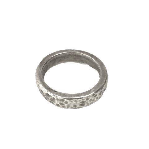 18k White Gold Inlay and Silver Frame Coquille Eggshell Unisex Ring