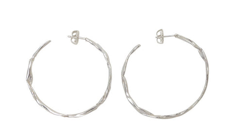 FOLD Stationary Hoop Earrings in Patinated Sterling Silver