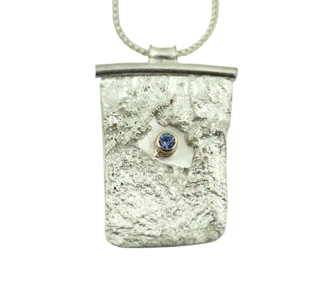 Square Open Round Center Necklace with Tanzanite and 18k Gold Highlights