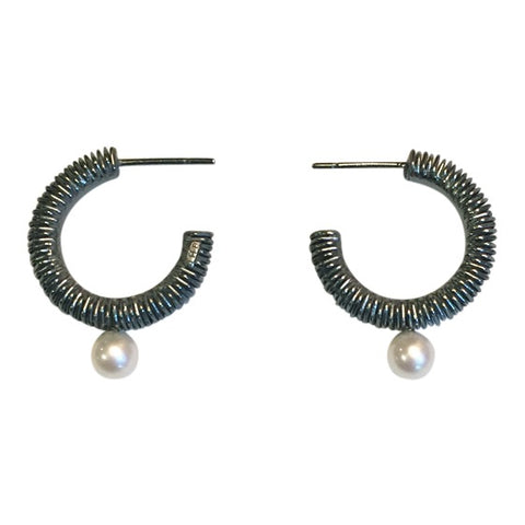 Oxidized Sterling Silver Tassel Short Post Earrings