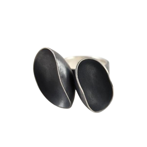 FOLD Stationary Hoop Earrings in Matted Sterling Silver