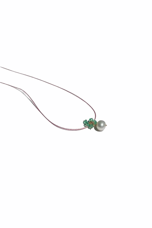 Flower Necklace with Emerald
