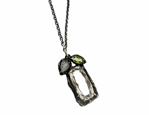 Dipped Teardrop Charm with CZ Necklace